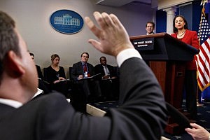 UN Ambassador Susan Rice Joins White House Press Secretary Carney For Daily Briefing